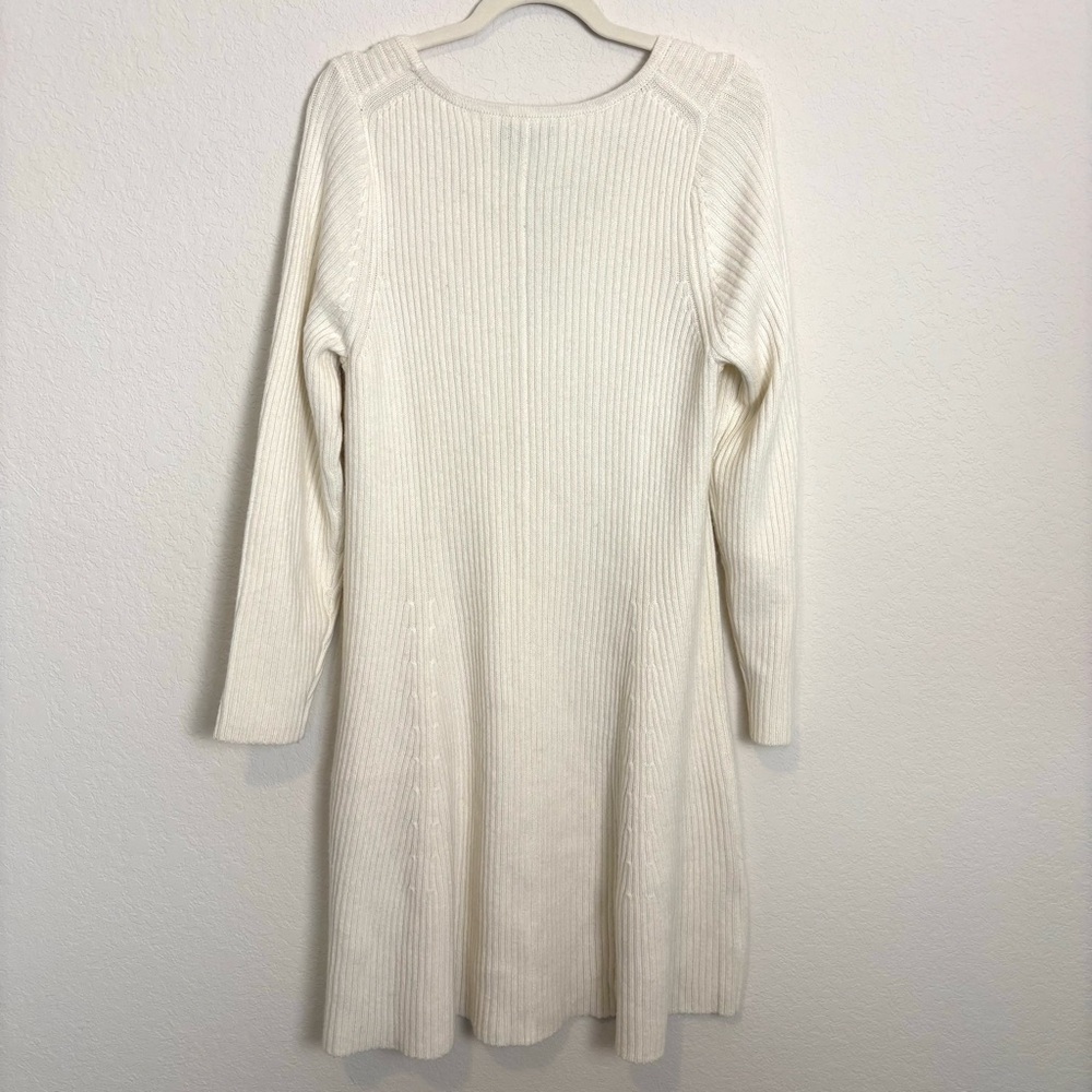 NWT Tommy Hilfiger Ivory Ribbed Knit Sweater Dress Women’s Large Classic Work - Picture 5 of 9